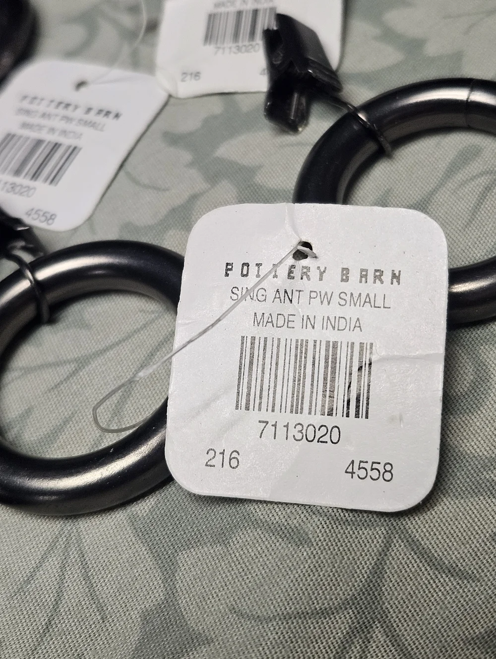 26 Pottery Barn Pewter Curtain Rings with Clips